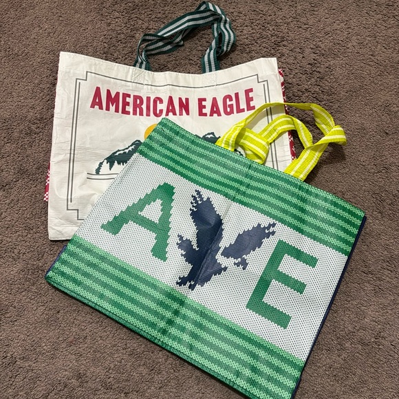 American Eagle Outfitters Handbags - Set of  2 AE Shoppers Totes-Made from Recycled Plastic Bottles